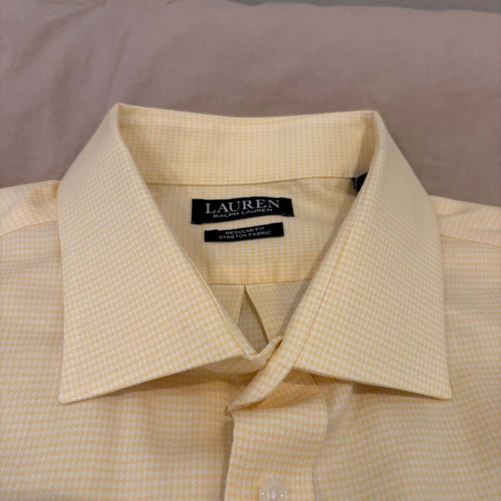 Lauren Ralph Lauren Mens 2XL Regular Fit Stretch Dress Shirt Yellow 18 34/35